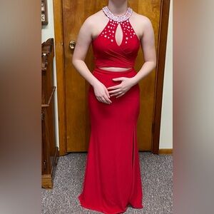 Chic Red Two-Piece Dress